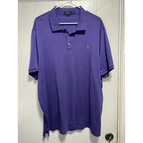 Polo Ralph Lauren Classic Fit Polo Shirt Men XXL Pima Purple Heather‎ Flesh Pony - Picture 1 of 5